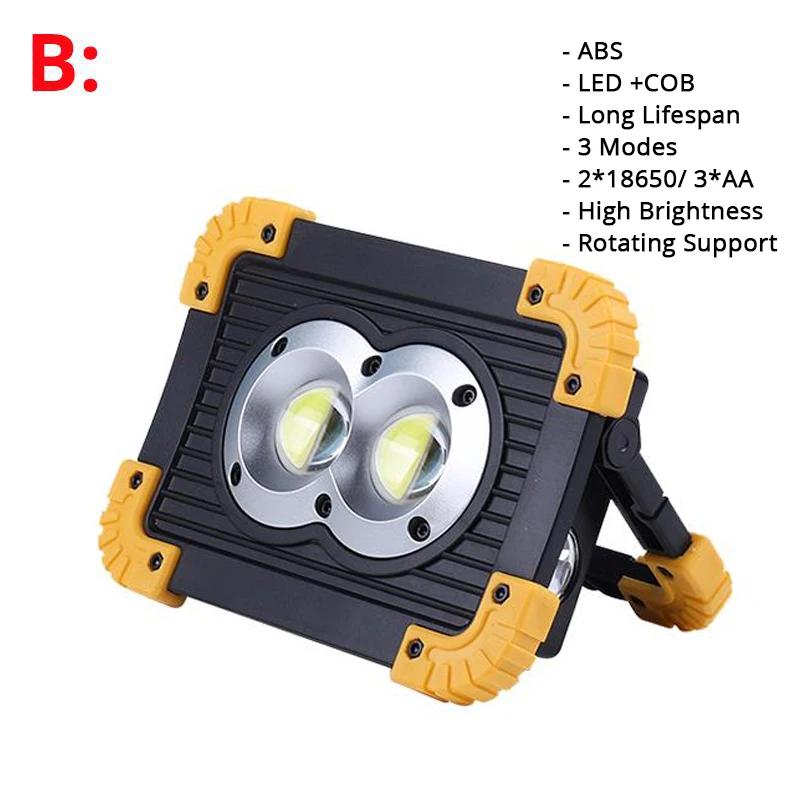 50W Portable Led Spotlight Super Bright USB Outdoor Camping Car Repair COB led Work Light Rechargeable