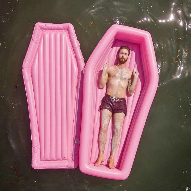 2019 custom promotional gifts inflatable coffin pool float for holiday