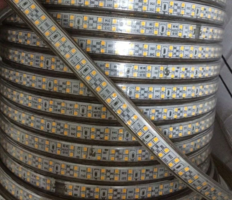AC220V Высокое напряжение smd 2835 180 светодиоды/м светодиодные полосы для освещения белого теплого желтого цвета внутреннего наружного дворовой Декор