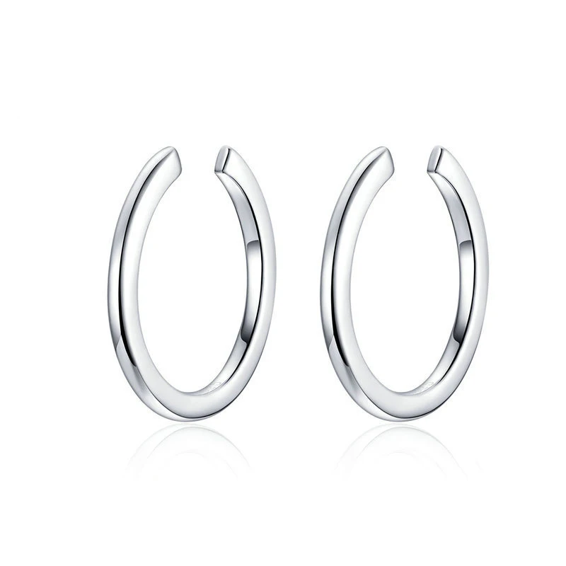 Minimalist ear buckle sterling silver 925 platinum-plated clip full body huggie earrings girl