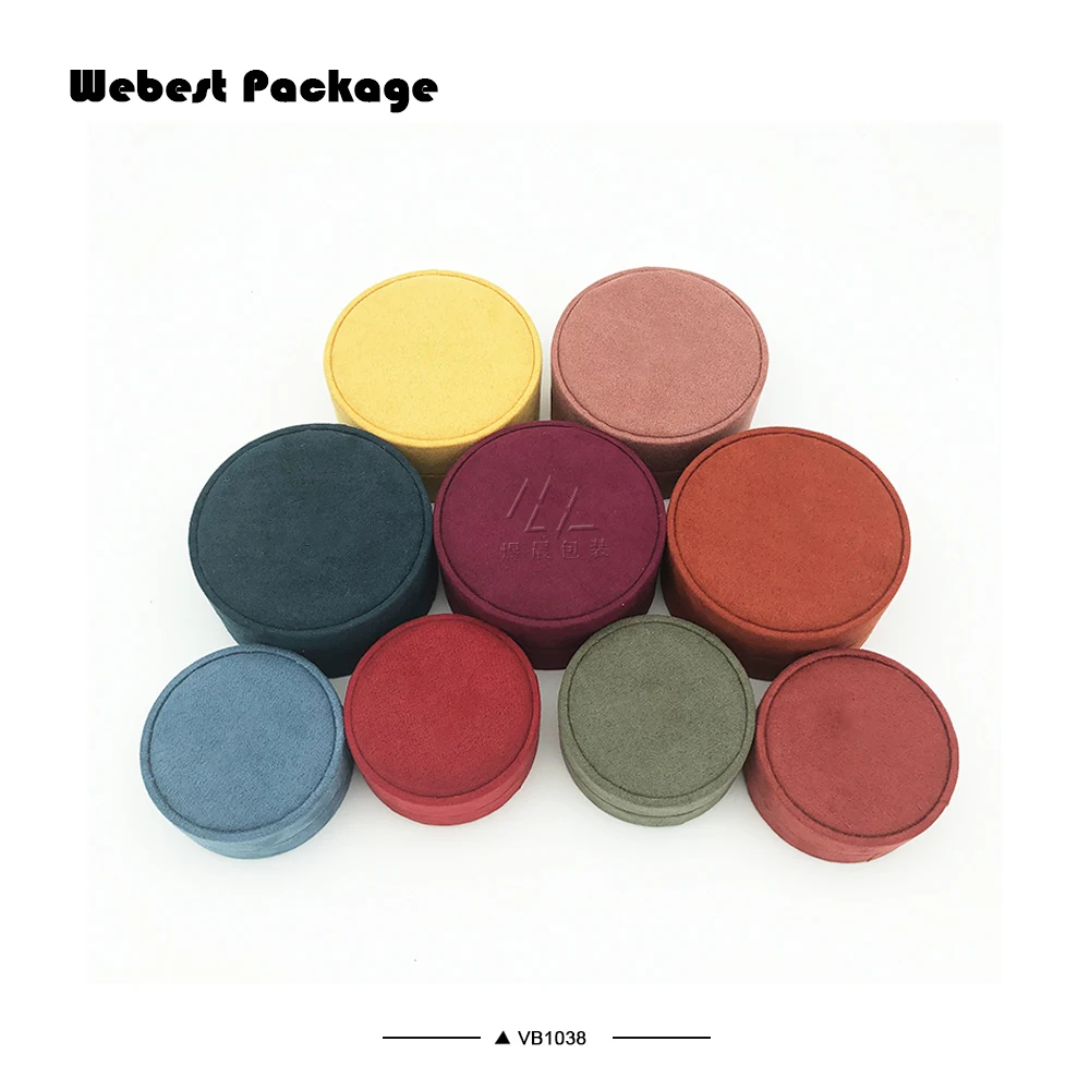 Webest упаковка замшевые тканевые бархатные круглые шкатулки для ювелирных изделий розовые шкатулки для ювелирных изделий любого цвета