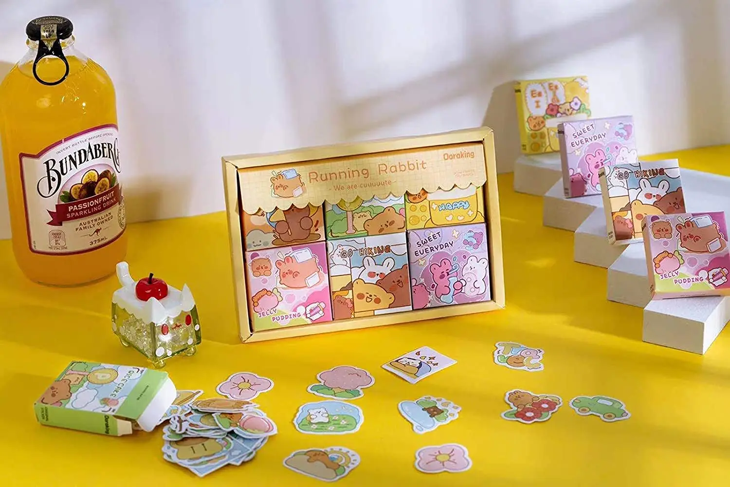 300PCS Cute Cartoon Rabbits Decoration Adhesive Paper Stickers for Scrapbook Planners 6 Themes Lovely Rabbits Stickers