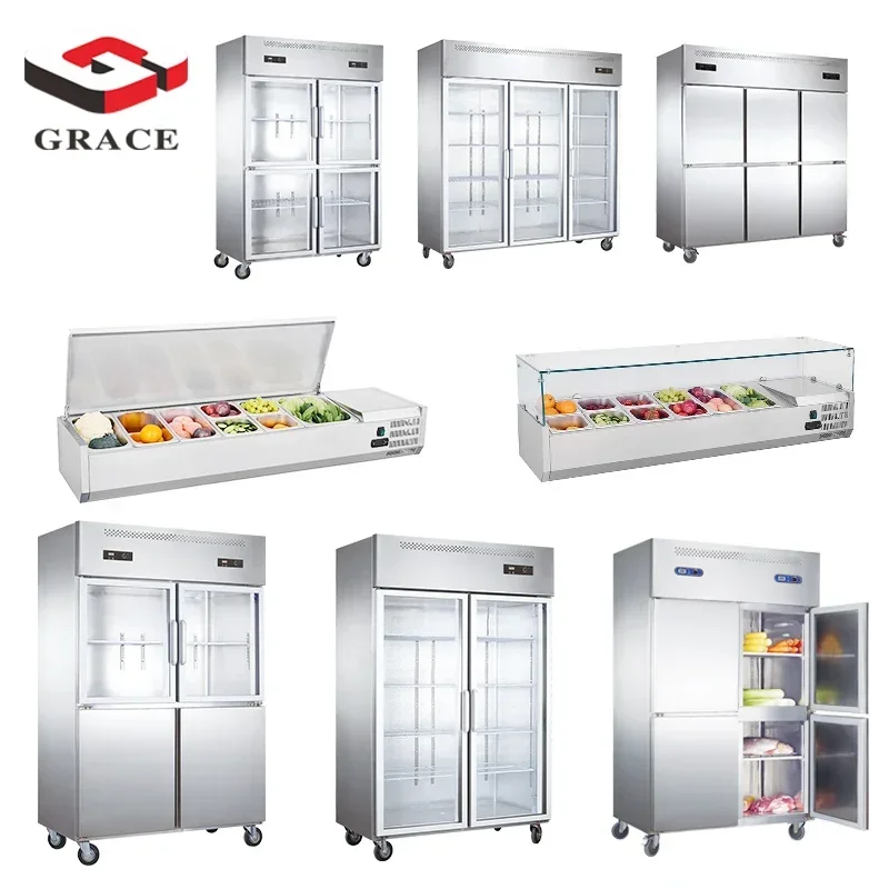 Customizable Grace Commercial Refrigerated Chiller Saladette Bar Worktop Stainless Steel Display Buffet Salad Counter