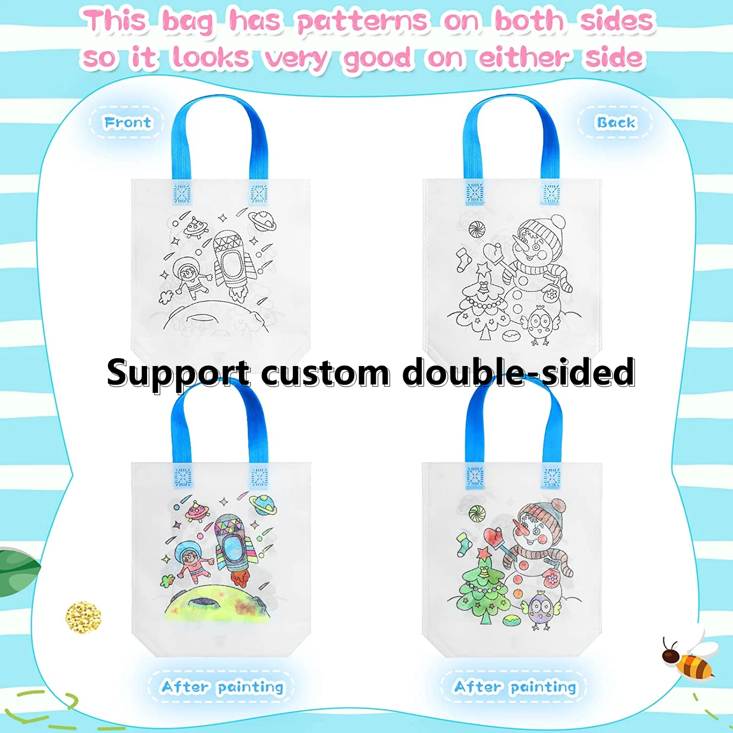 Детская раскраска многоразовая для вечеринки Goodie «сделай сам» Сумка рисования граффити Нетканый экологически чистый материал набор ручной работы детей