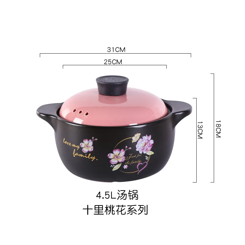 LFGB 1L-8.5L Round Black Cookware Soup Dutch Ovens Ceramic Clay Casserole Pot with lid