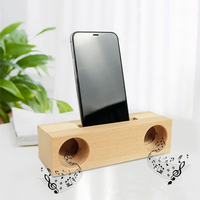 Mobile Phone Loudspeaker Speaker For Cell Phone Wooden Holder Sound Amplifier Beech Bracket Wood Desktop Stand