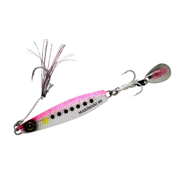 Easy to wind just blade jig jack eye maki maki fishing lure Real Fish Scales Pink Sardines Mesh Luminous