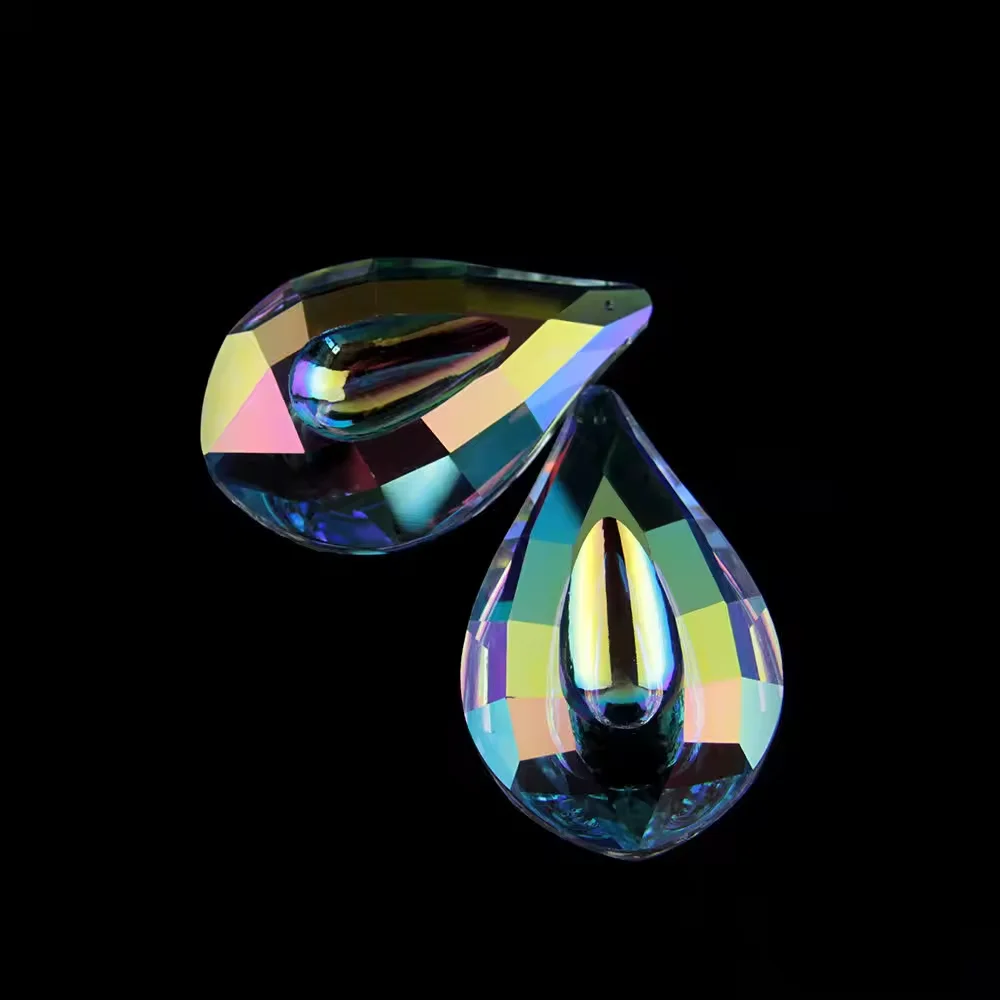 Colored Indoor Natural Crystal Faceted Hanging Prism Crystal Wind Chime Sun Catcher