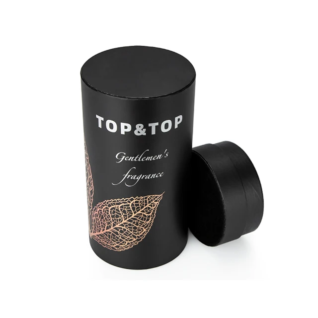 Custom Round Black Paper Gift Box Empty Cylinder Packaging Box Manufacturer for Perfume Candle