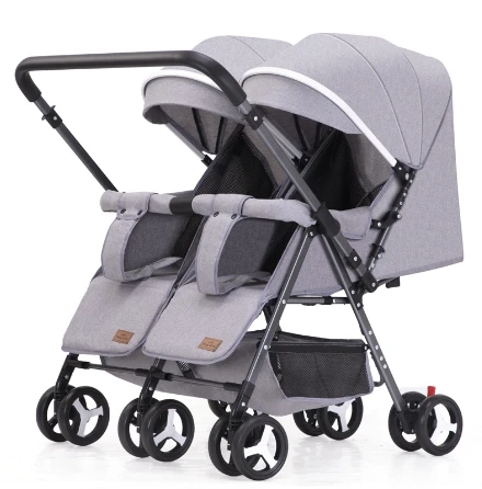 JXB New Design Antique Can Sit And Lie Down Four Wheel Suspension Easy Fold Twin Baby Stroller For Two Kids