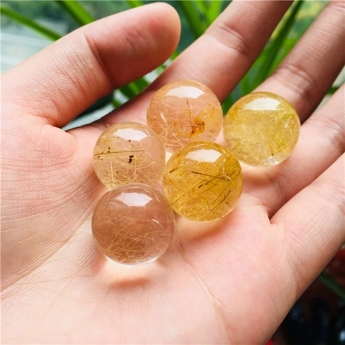Высокое качество Рок камень натуральный кристалл золото волос хрустальный шар рутиловый кварц браслет мяч для подарка