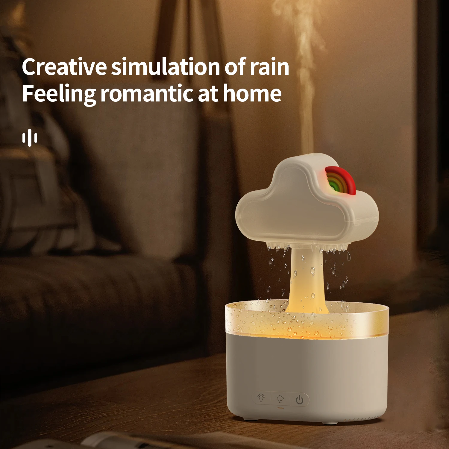 New rainbow cloud rain aromatherapy machine mushroom cloud ultrasonic atomisation essential oil aromatherapy air humidifier