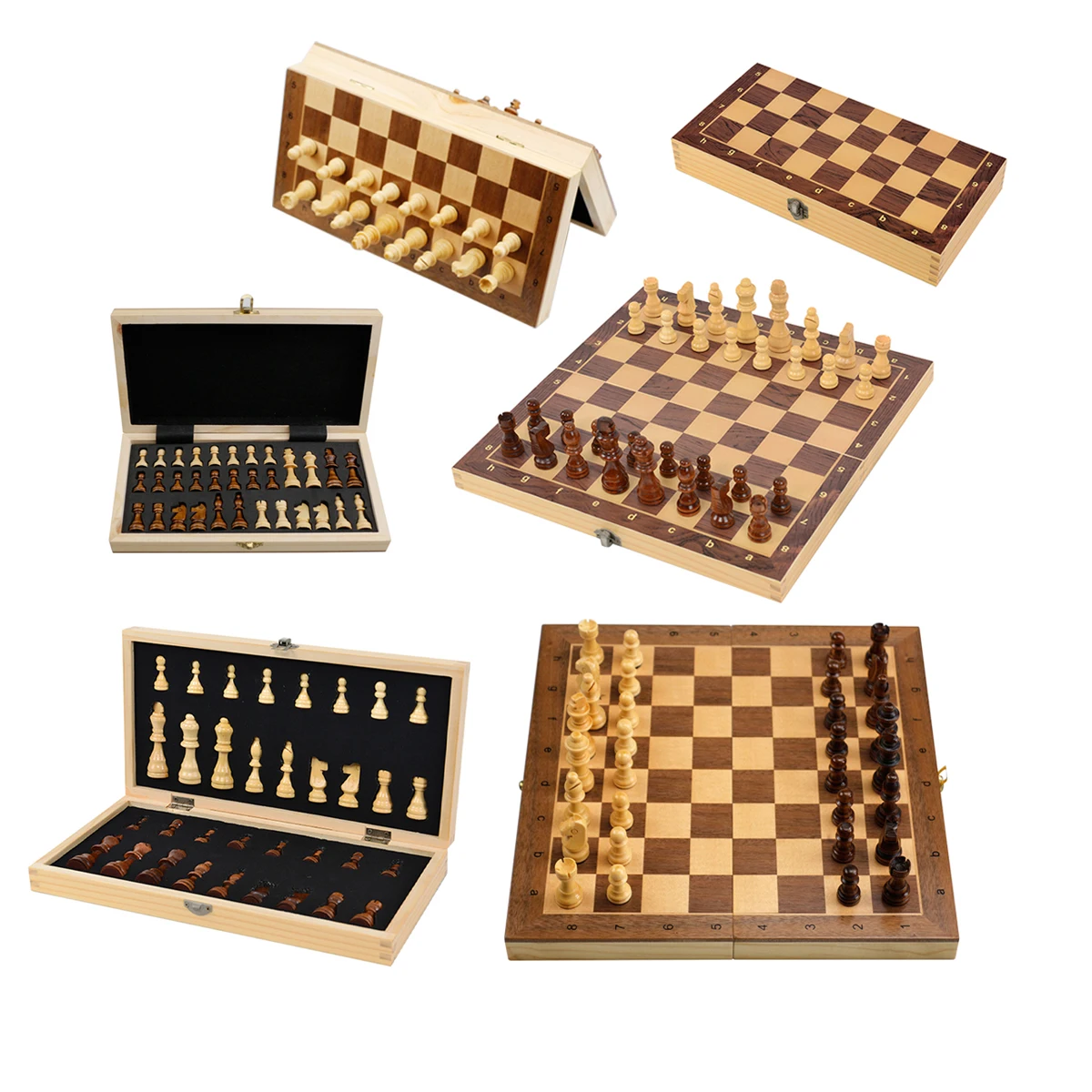 Customizable 15' Magnetic Wooden Chess Game Set Customized Folding Board Chessmen Storage Slots Chess Set Classic Board Game
