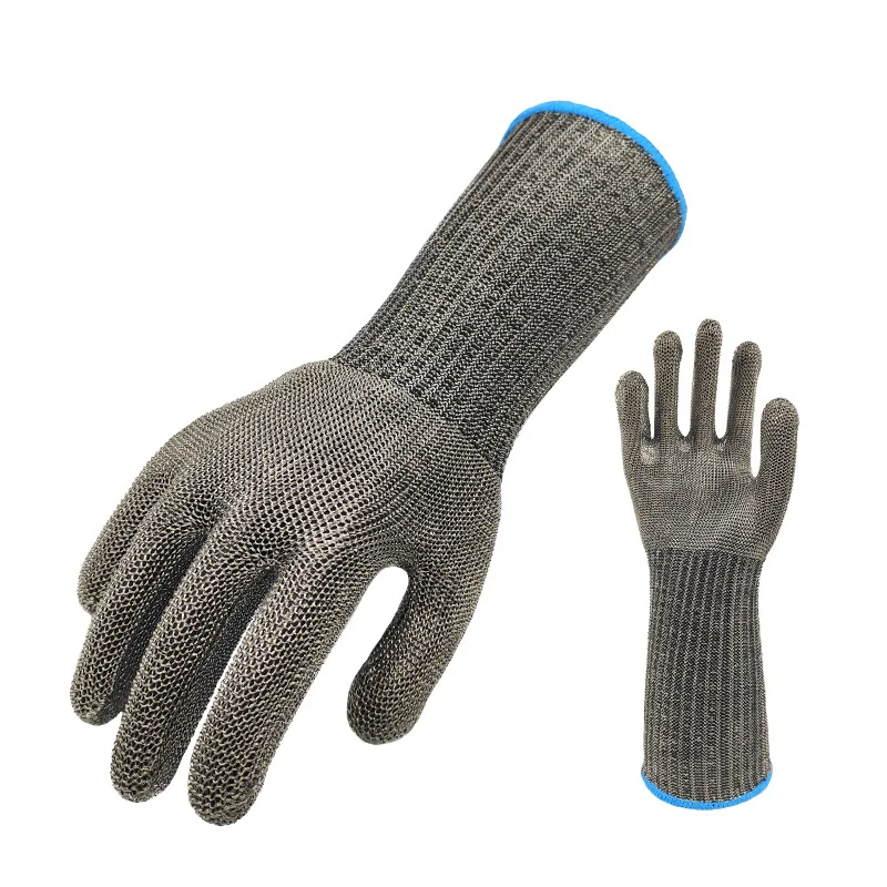 Durable EN388 Safety Gloves Rustproof Butcher Cutting Protection Cut-Resistant Metal Wire Level 5 HPPE Material Construction