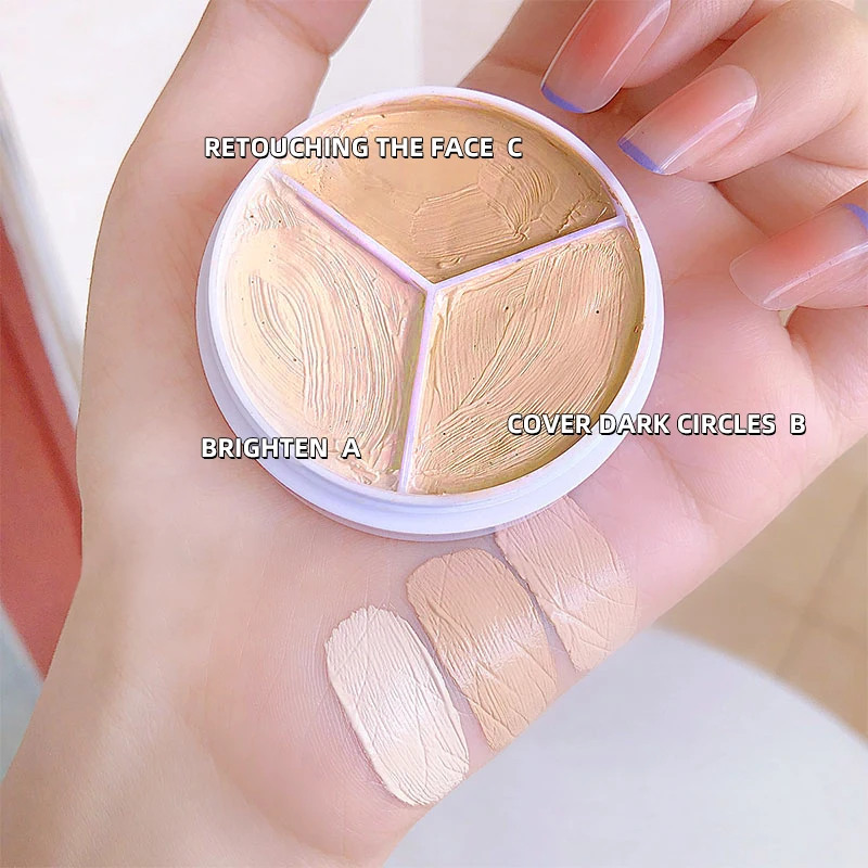 Hot-selling Waterproof 3 Colors Concealer Cream Oil Free Concealer long lasting high definition OEM Concealer Palette
