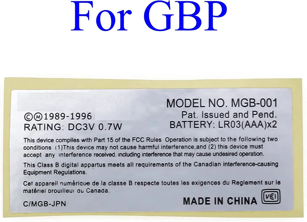 New Label Sticker for Gameboy Advance Color Pocket GBA SP GBA GBC GBP Game Console Label Tag Marking Sticker