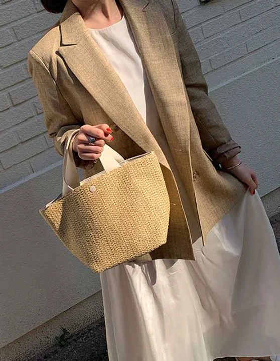  2021 New fashion Island Hand Retro Woven Bag Rattan Straw Bags Idyllic hand-woven straw bag
