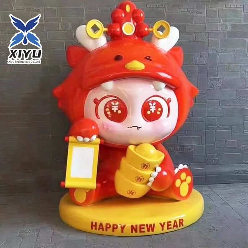 Cute Cartoon Characters New YearTheme Party decoration resin crafts fiberglass display piece