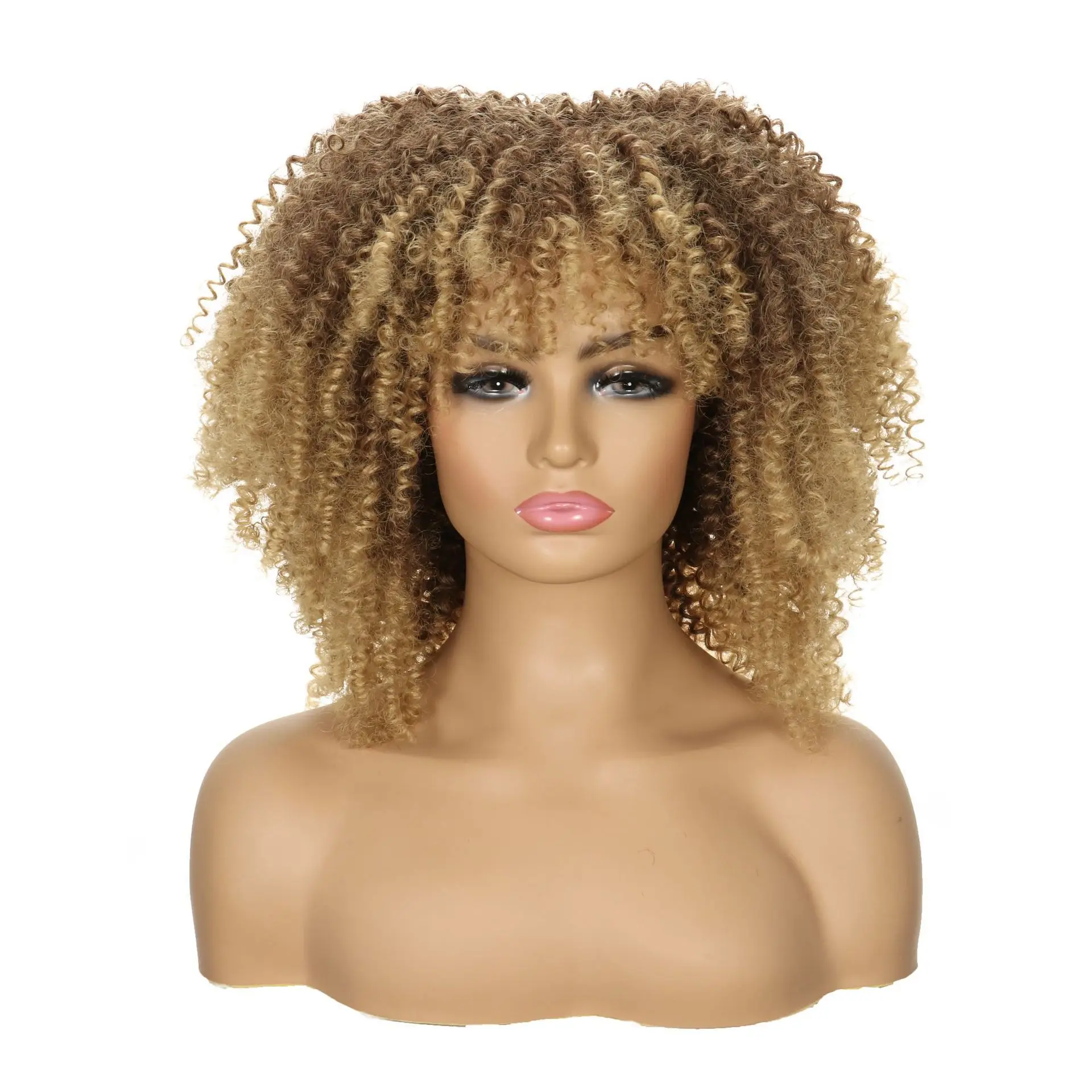 European and American gradient small roll medium and long roll chemical fiber high temperature silk head set wig