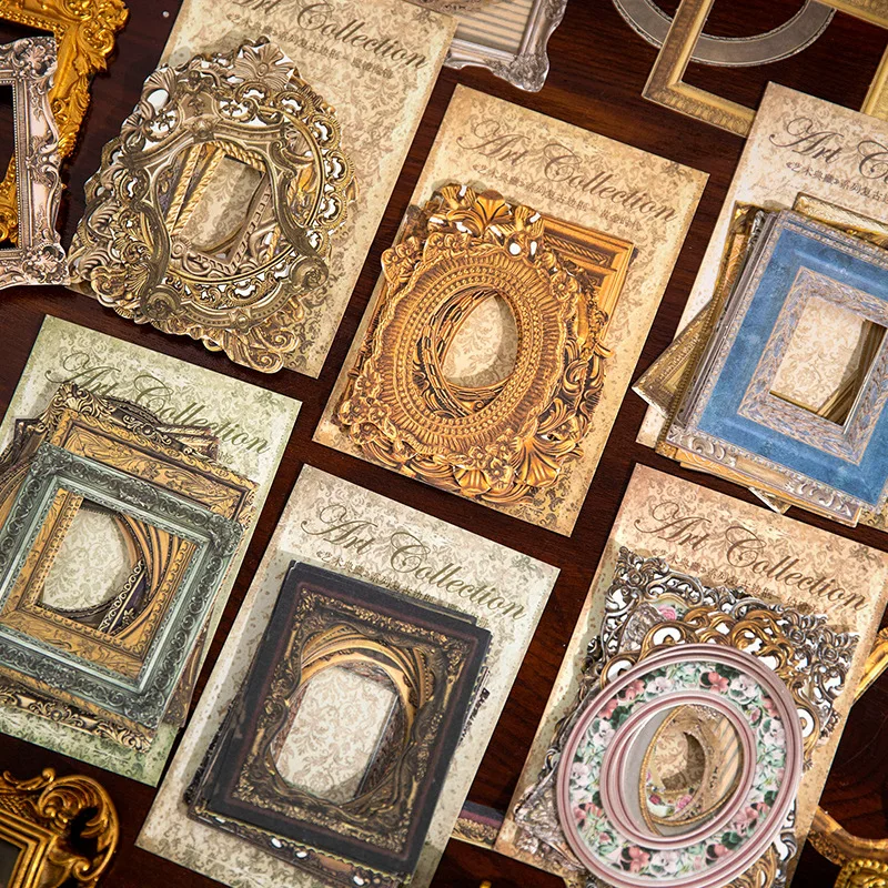 Decorative design Card Art Collection Retro Border Hollow out Hand Account DIY Material Decoration Base 30 Pieces Per Pack