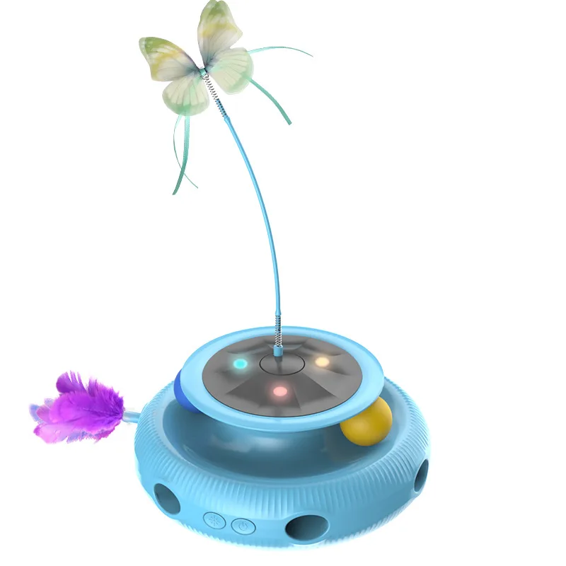 2023 cat Interactive Toys for Indoor Cats,Automatic Electronic Rotating Butterfly Kitten Toys with Roller 2 Tracks Ball