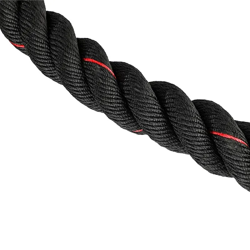 Professional Strength Training  Fitness Equipment Rope-50mm 12m Nylon Black And Red  Battle Rope