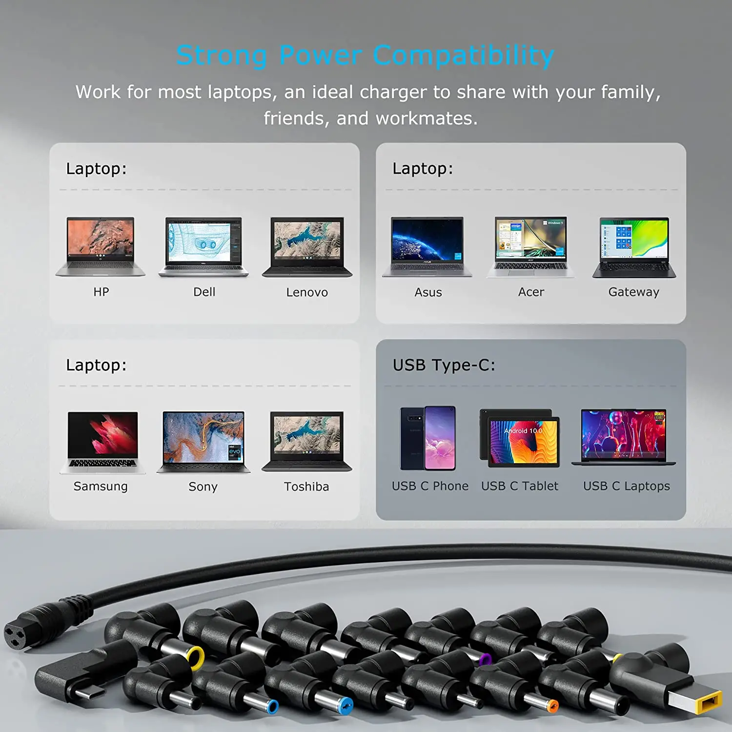 Cheap Price OEM 90W Ac Universal Laptop Charger Power Adapter for Dell/HP/Asus/Lenovo/Acer/Toshiba/Sony Laptop with 8-12 tips