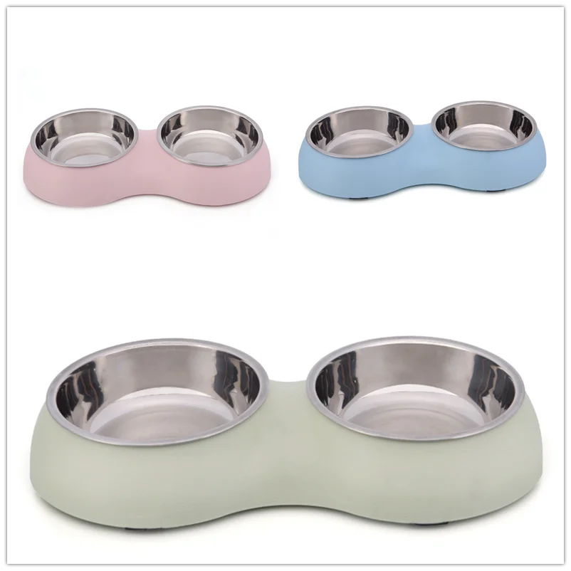 USA Standard Custom Supplies Double Stainless Steel Pet Bowls Food Feeders for Small Medium Large Cats Dogs Kitten Puppy