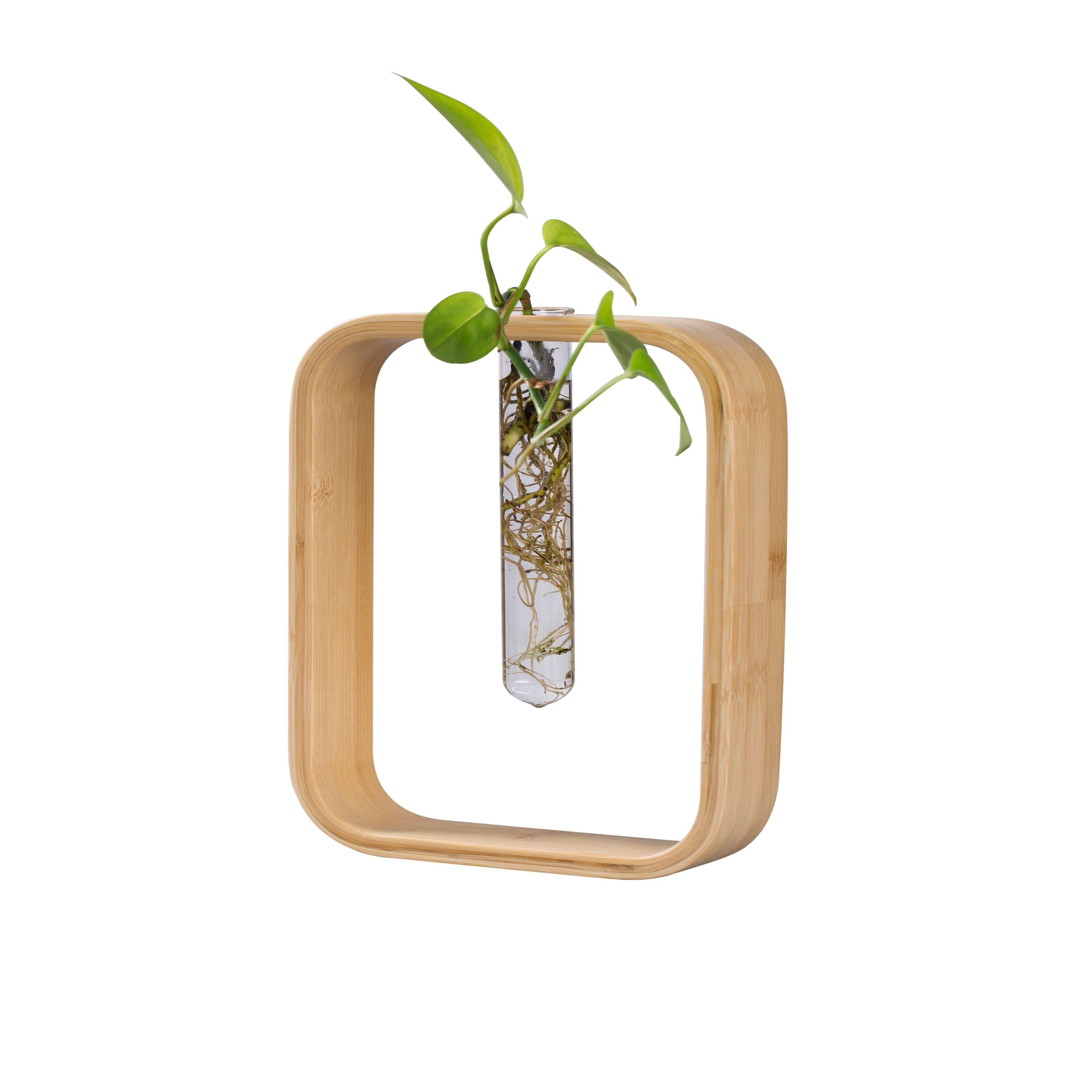 Настольная бамбуковая деревянная подставка с 1 трубкой, идеально подходит для растений, растений гидропонных систем, украшение для дома и сада, свадьбы