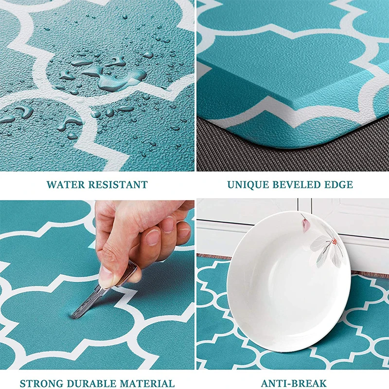 Pvc Kitchen Mat Popular Easy Care Water Resistant Fixing Process Super Recoverability 2 Pcs Kitchen Rug Set