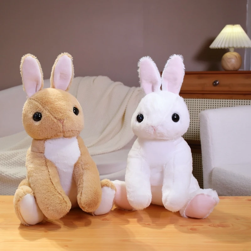 Rabbit plush toy 44cm and 54cm sitting stuffed animals lifelike rabbit custom snow hare plushies gift decor