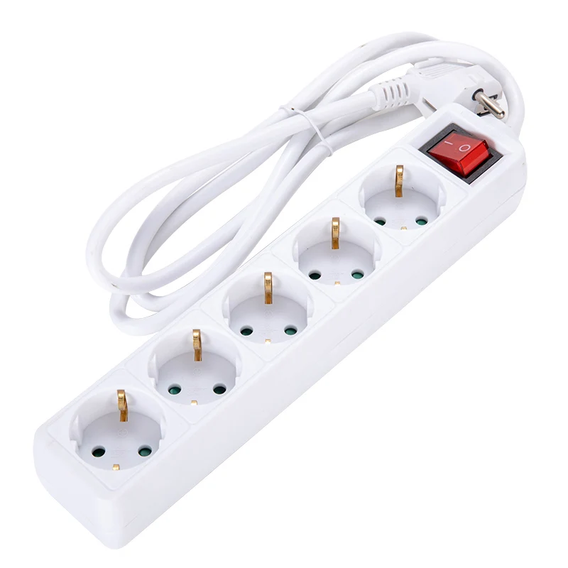 Удлинительная розетка с заземлением, 5 способов, европейский стандарт, с кнопкой и кабелем 1,5/3/5 метров, электрический удлинитель