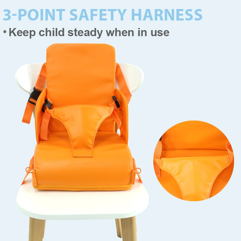 PU leather material safety foldable kids toddler simple dinning chair outdoor diaper portable booster seat for dinning chair