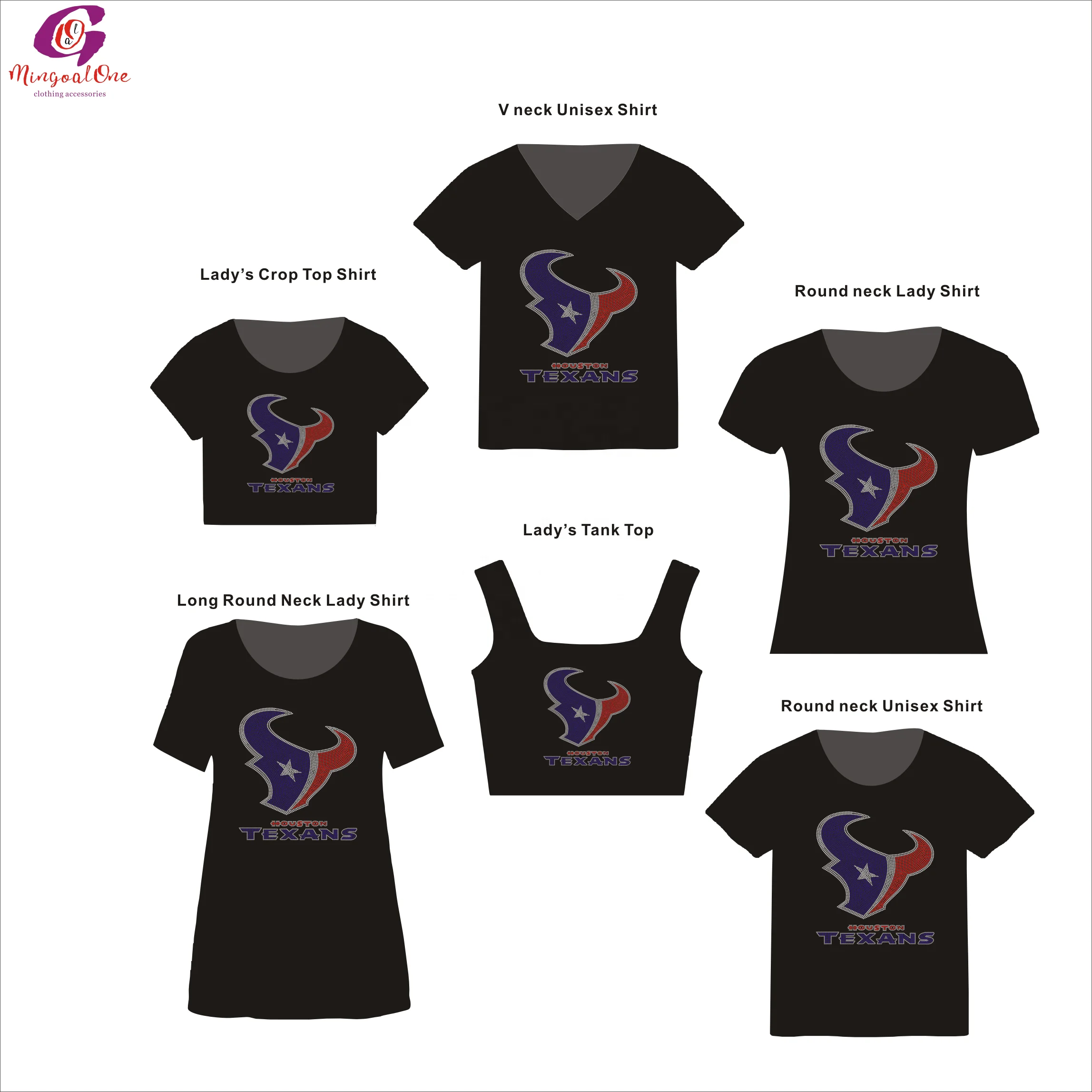 Sport Team Logo Rhinestone Iron On Transfer Shirt Factory Hot High Quality Sale T Shirt Custom Logo Printing