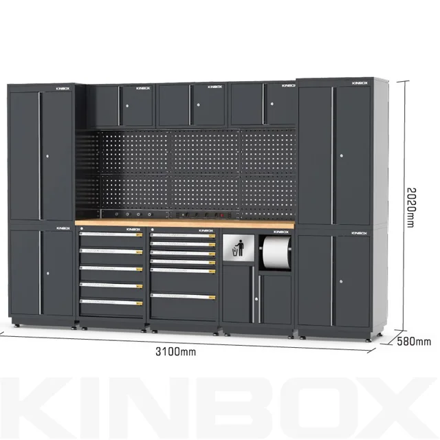 Kinbox 23 pcs Heavy Duty Tool Box Garage Storage Cabinet,Metal Work Benches for Industrial Workspace