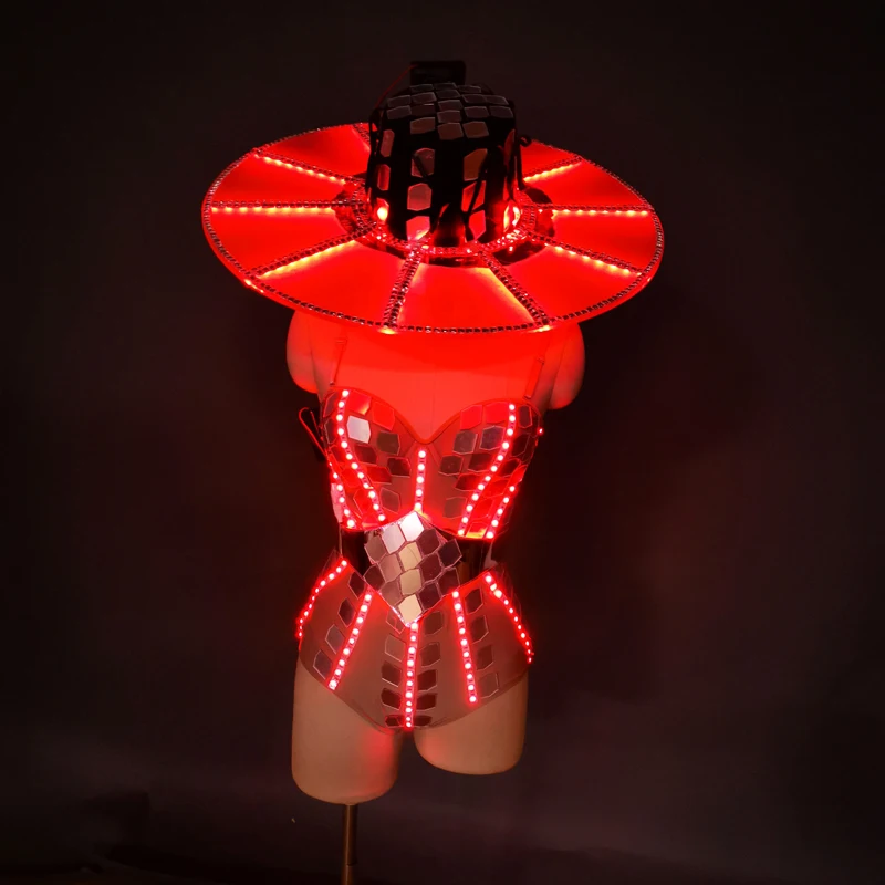 High Quality Mirror Clothing Silver Mirror Dress Evening Sexy Dress Short Skirt LED Costumes Performance Dress For Show