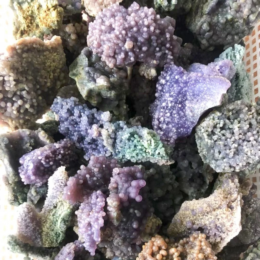 Natural Rough Crystal Stone Minerals Raw Stone Grape Agate Cluster Crystal Purple Grape Agate