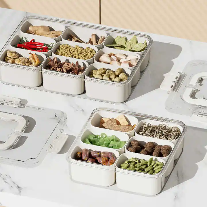 9 Grids Spice Jars Set Cheap and Fine Portable PET Seasoning Jar Set Plastic Food Container Spice Jar