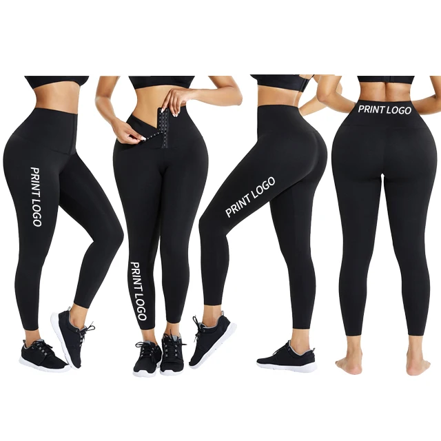 
Custom Logo Tummy Control Waist Trainer Corset Hooks Sweat Body Shaper Slimming Yoga Pants Leggings 