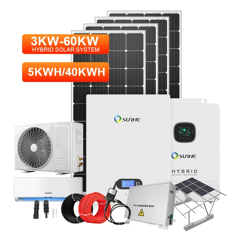 Factory price complete solar ac dc hybrid air conditioner 10kw 10kva 12kva solar power air conditioner system