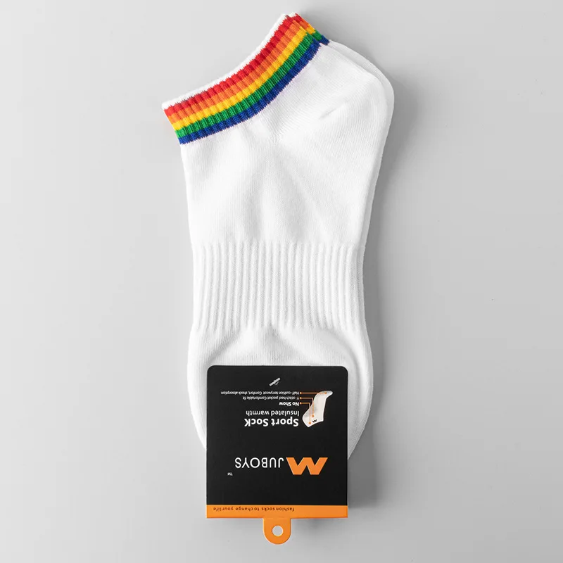 High quality breathable short pride loafer socks rainbow stripped no show socks summer