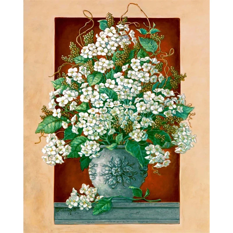 HUACAN Diy Oil Painting by Numbers Daisy Ready Frame Peony Canvas Drawing Paint Flower for Kids Gift
