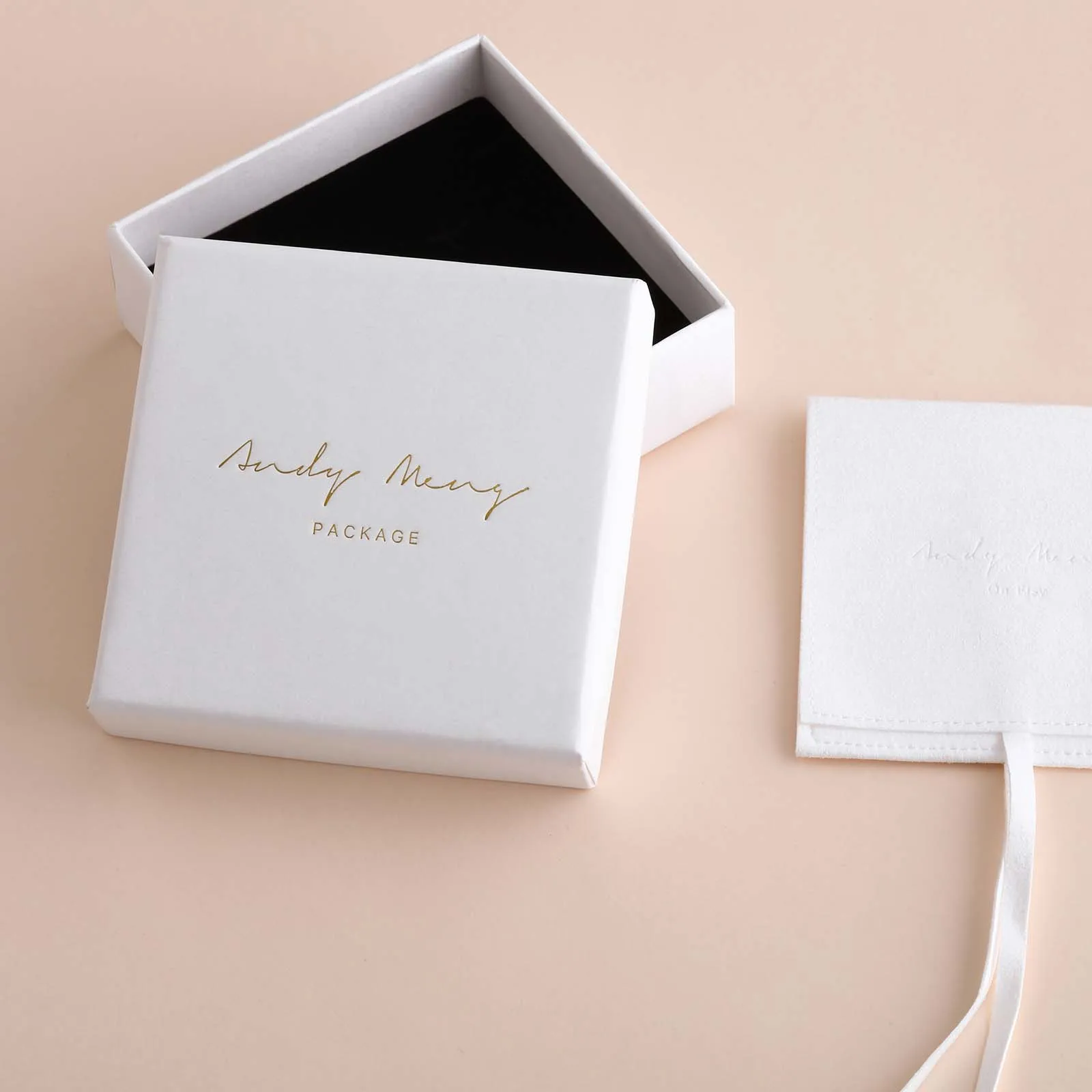  PandaSew Custom Logo Printed Lid & Base Foam Filled Rigid Cardboard Paper Gift Necklace Ring Packaging Jewelry