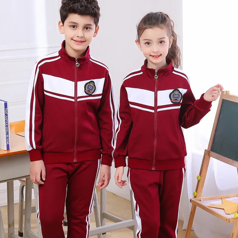 
Korean students autumn two pieces school uniforms tracksuit class clothing customized 