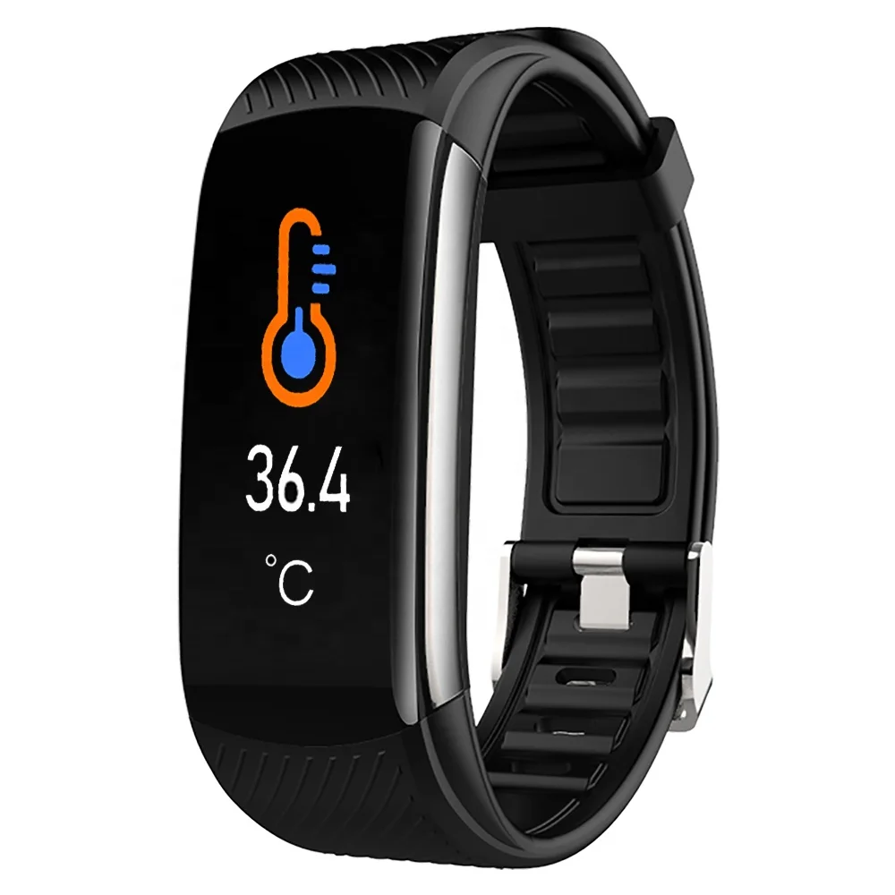 C6T Big Battery Heart Rate Pedometer Health Bracelet TPU Body Temperature Waterproof Reloj Smartwatch