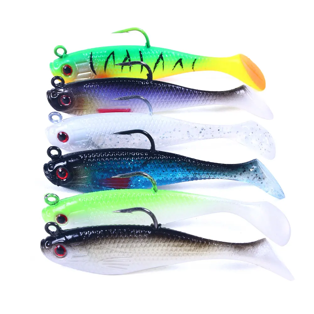 8cm/10g China fishing silicone lure  gear soft shad fishing baits pike lure lead jig head bass fishing lure