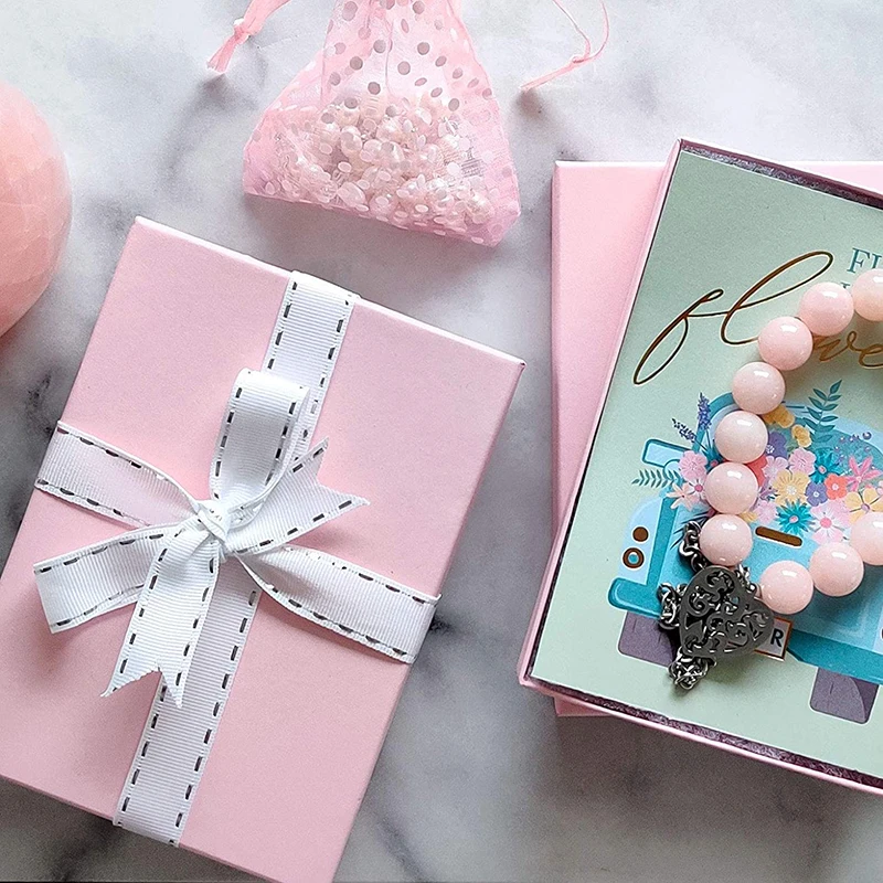 caja de joyeria Cotton Filled Cardboard Paper Jewelry Box Gift Case Pink