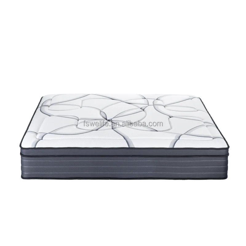 Hotel colchones fireproof Plush euro top 12 inch Hybrid matress Memory Foam full size compressed pocket coil mattress in a box
