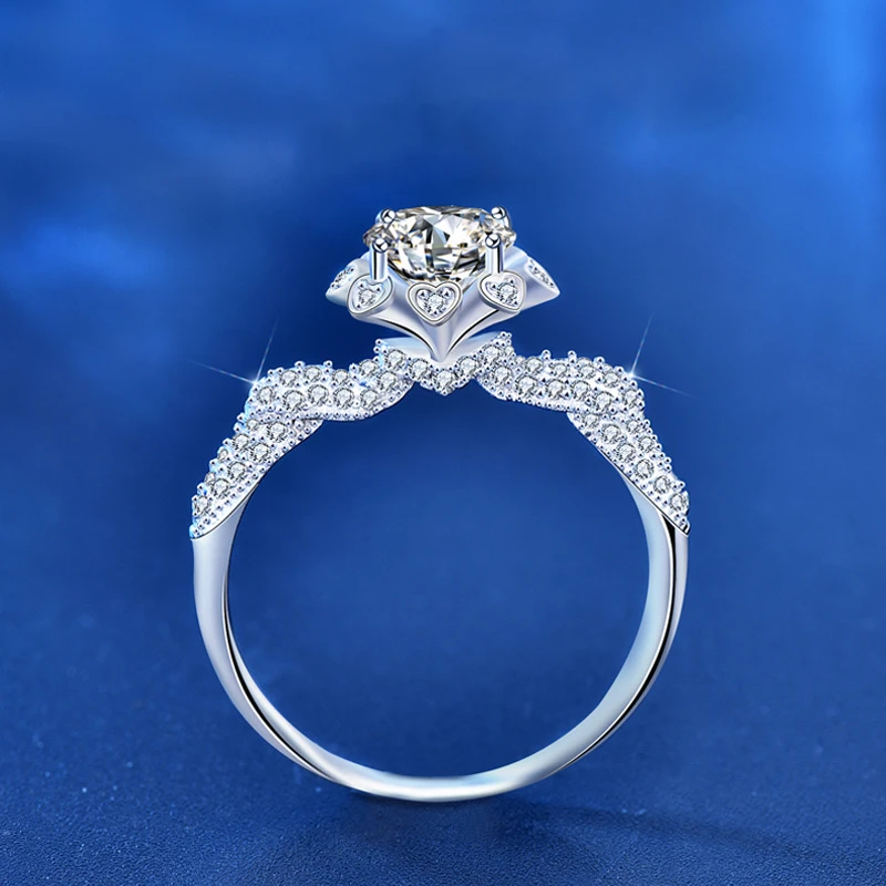 Panic Buying High Quality Wedding Jewelry 1ct Moissanite 925 Sterling Silver Women Engagement Ring Diamond