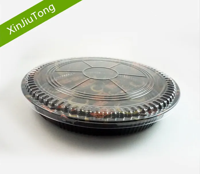 2024 disposable sushi bento PS black sushi container box sushi round tray
